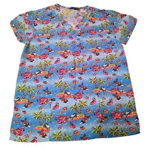 Women's Size Small Tropical Holiday Uniform Scrub Top, Excellent Condition‎